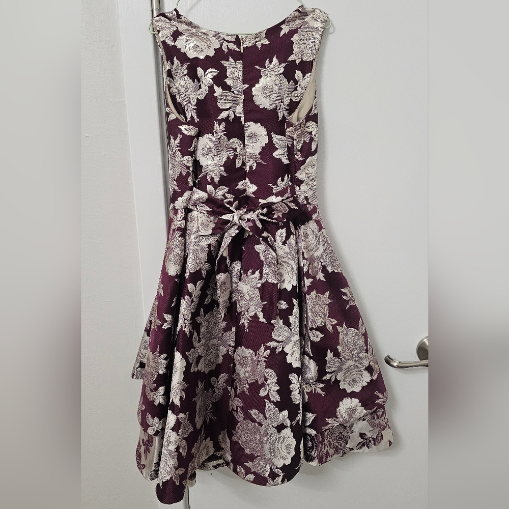 Bonnie Jean Burgundy and Silver Dress - Picture 2 of 3